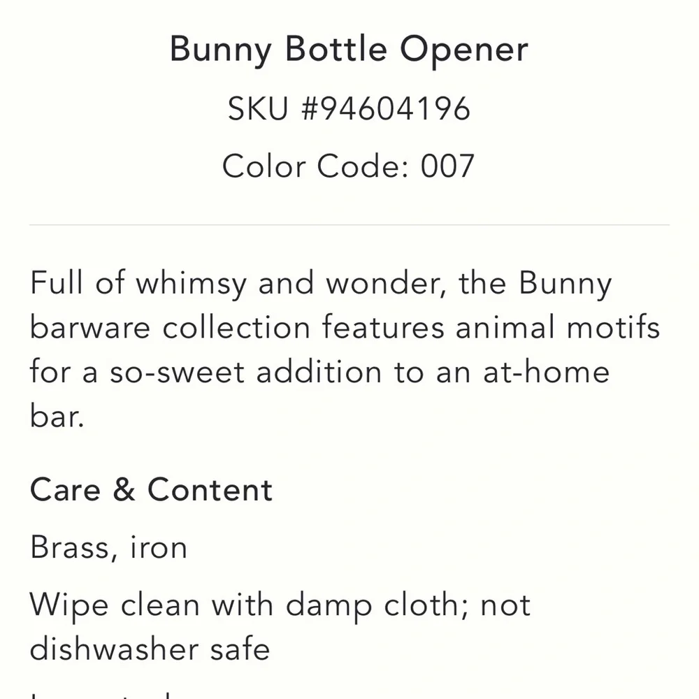 Bunny Bottle Opener by Anthropologie NWT Easter Rabbit Spring Heavy Weight CUTE!
